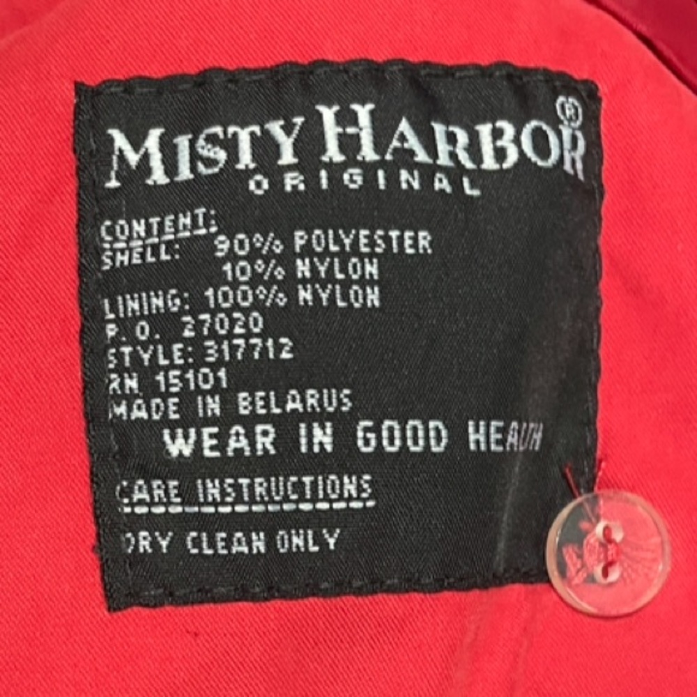 Vintage Misty Harbor Bright Red/Coral Trench Coat Long Wind Breaker Size 14 - Picture 8 of 9